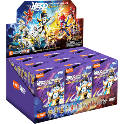 Blokees Figures - Hero Infinity 85029 - Galaxy Version Tubro 04 - Clash Of Gods - 9 In 1 Blind Box Display