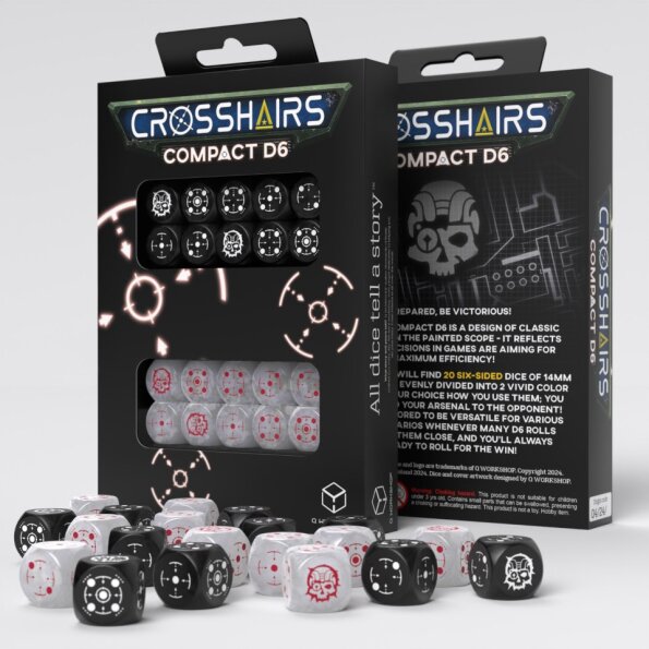 Q Workshop - Crosshairs Compact - Black & Pearl D6 Set - Good Games