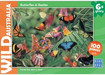 Blue Opal - Wild Australia Butterflies & Beetles 100 Pieces