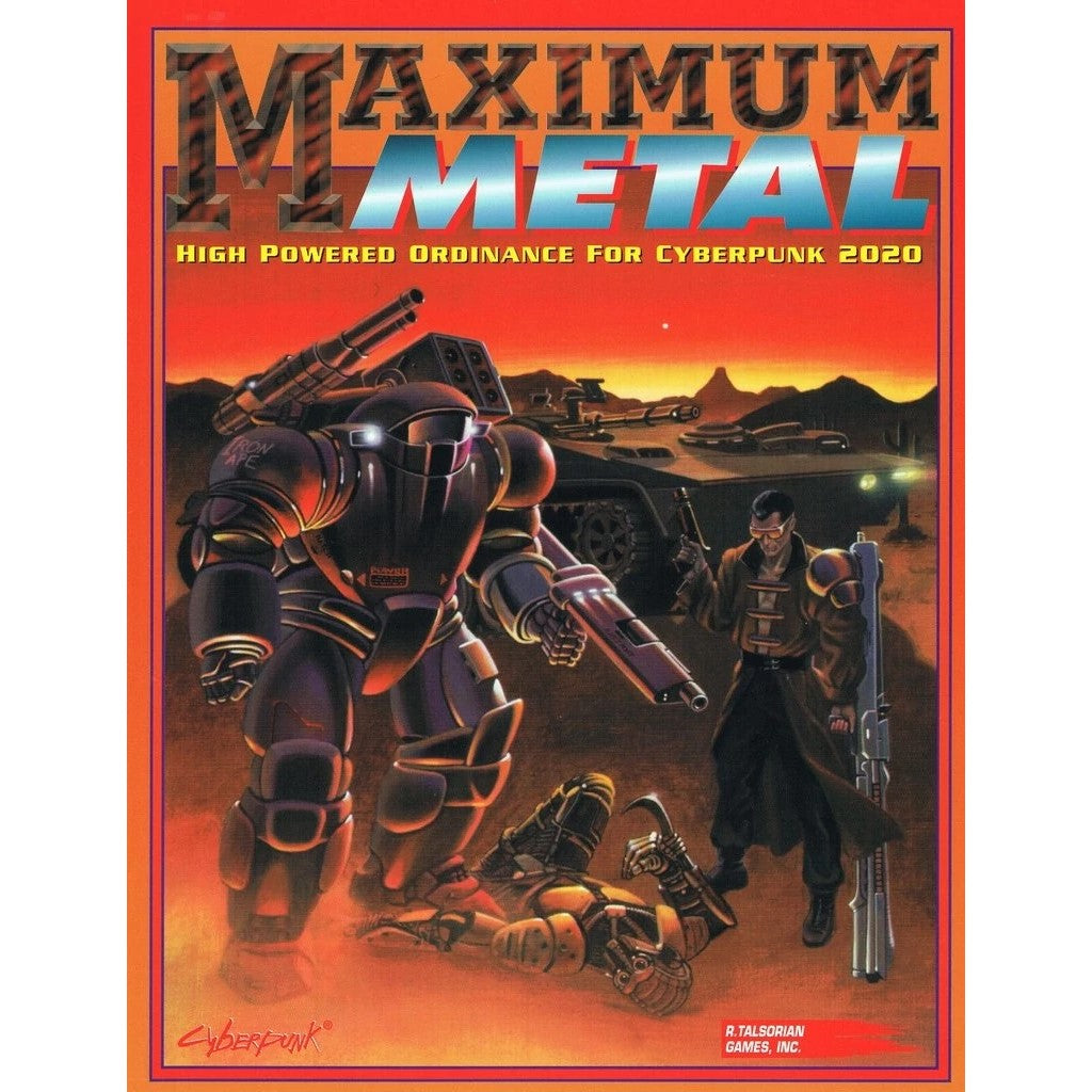 A huge dark mech stands over a defeated robot in a cyberpunk landscape. A man in a trench coat holds a pistol.