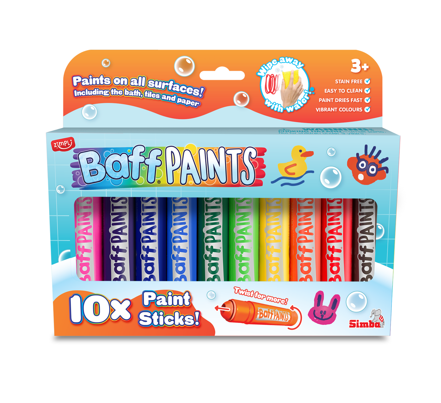 Zimpli Kids - Baff Paints Pack of 10