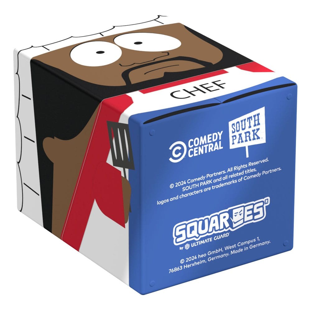 South Park Chef SQUARES box showing Chef's face, a spatula, and Comedy Central branding