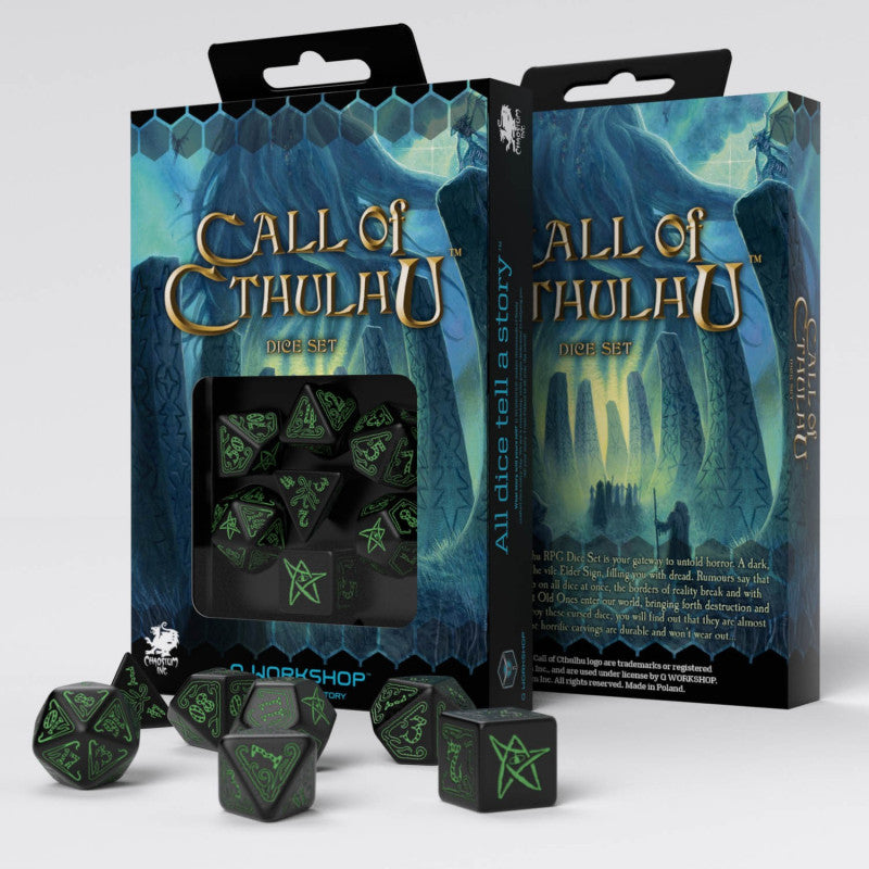 Q Workshop - Call Of Cthulhu Black &amp; Green Dice Set (7)
