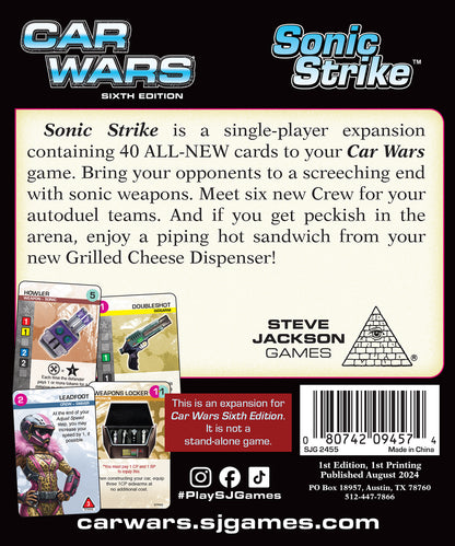 Back cover of Car Wars Sixth Edition - Sonic Strike