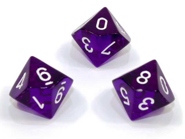 Chessex - Translucent Polyhedral d10 Dice - Purple/White