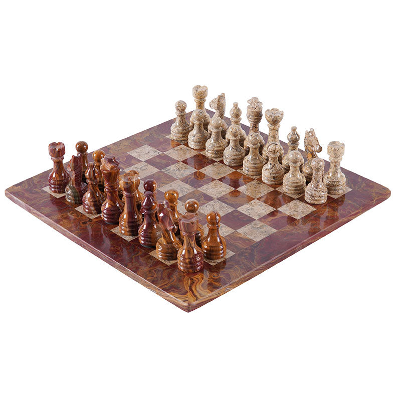 Chess Set with Storage - Red/Coral 38cm