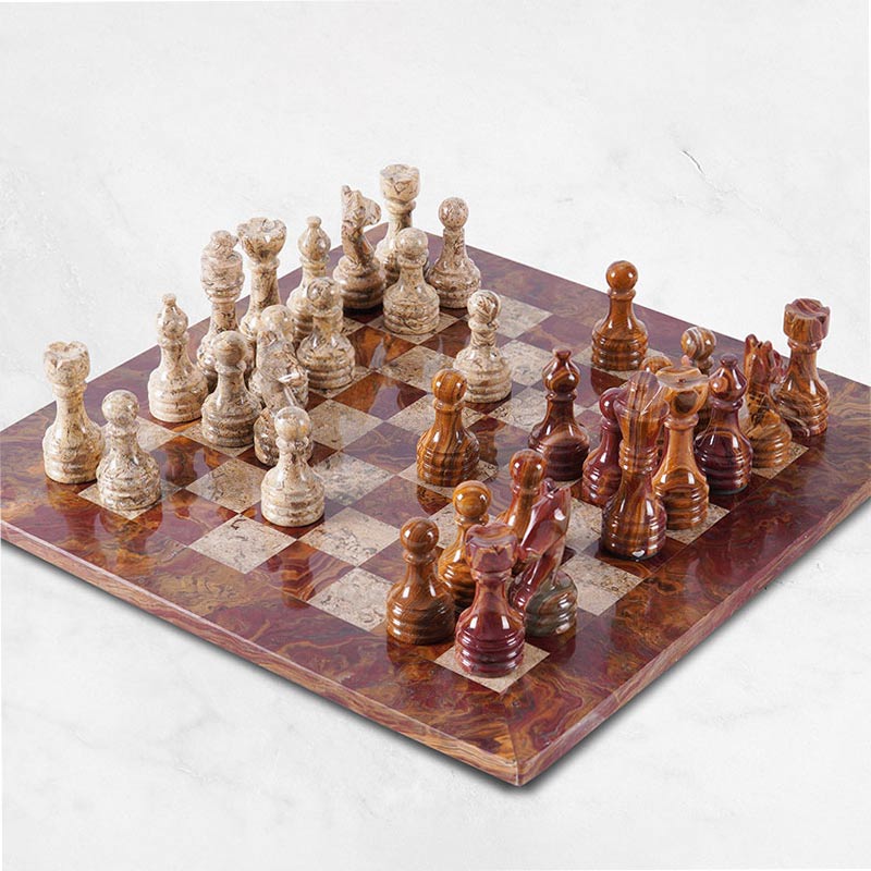 Chess Set with Storage - Red/Coral 38cm - Good Games