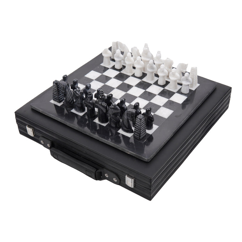 15inch HYD Chess Set - Black & White - Good Games