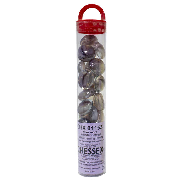 Chessex - Glass Stones 20+ in a 5 1/2 Inch Tube - Lavender Catseye (CHX01153) - Good Games