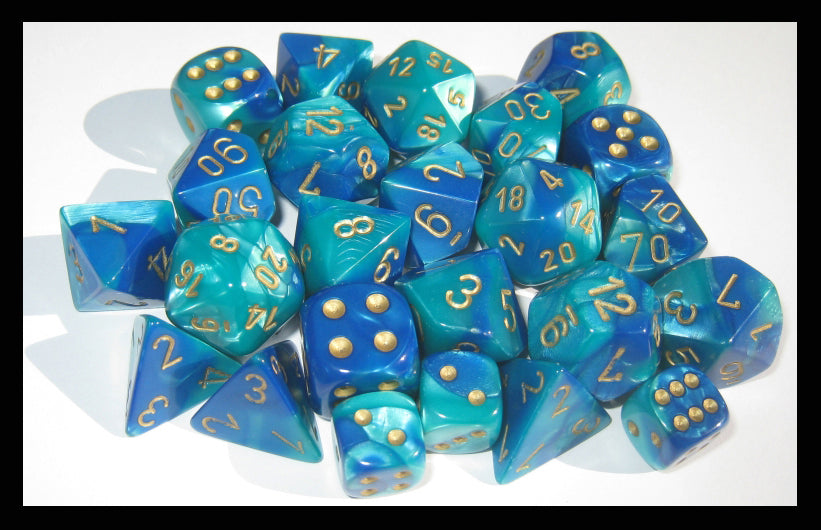 CHX 26659 Gemini 16mm d6 Blue Teal/Gold Block - 12 Pieces