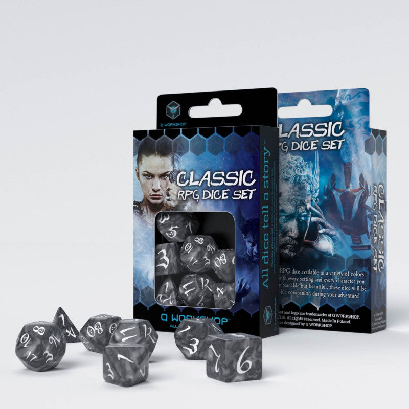 Q Workshop - Classic RPG Dice Smoky &amp; White Set 7