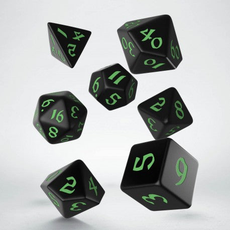 Q Workshop - Runic Black &amp; Green Dice Set 7