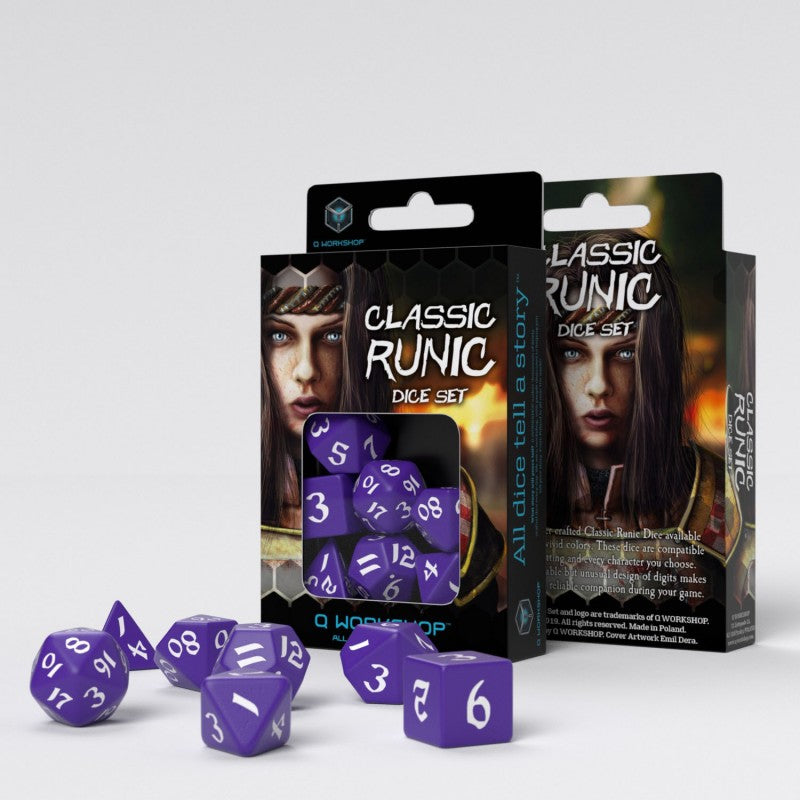 Classic Runic Purple & white Dice Set (7) - Good Games