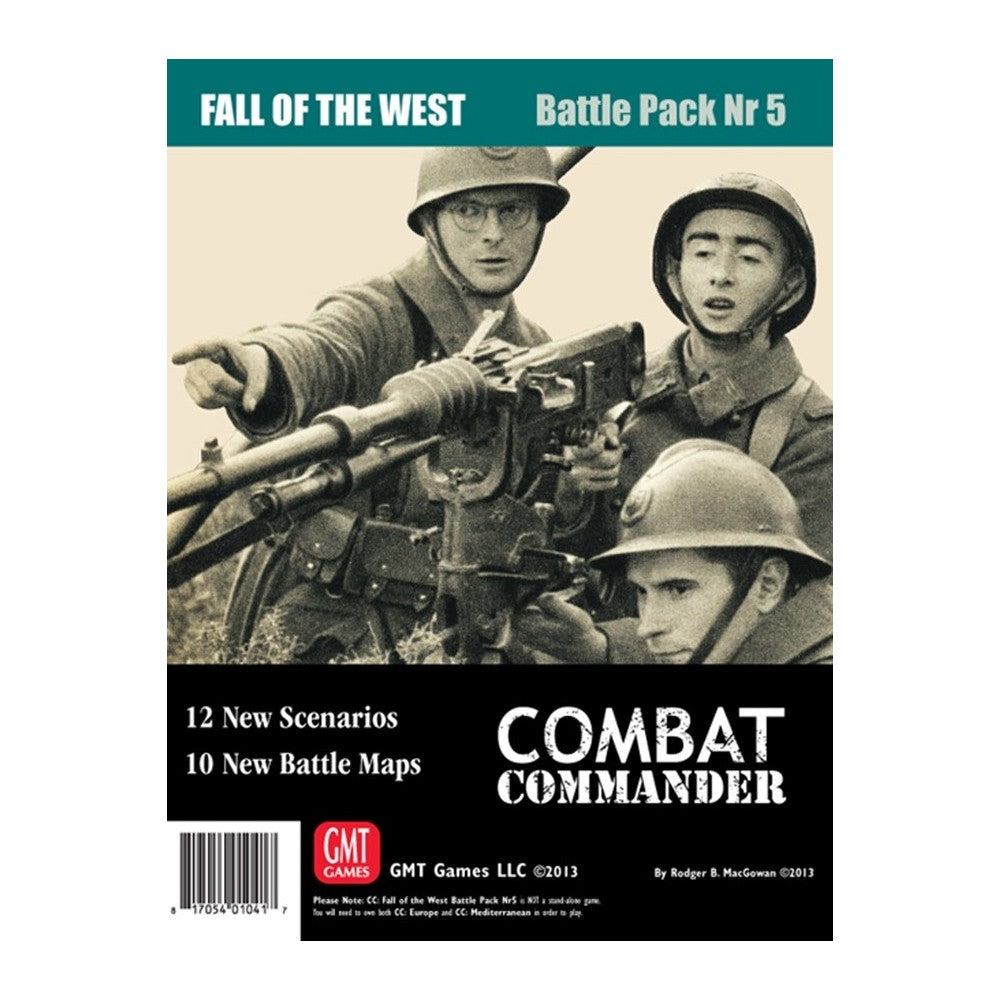 Sepia photo of three soldiers: one points, another aims a machine gun. Cover for Combat Commander: Fall of the West.