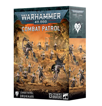 Warhammer 40,000 Combat Patrol: Drukhari miniatures box set, featuring 13 painted Eldar models