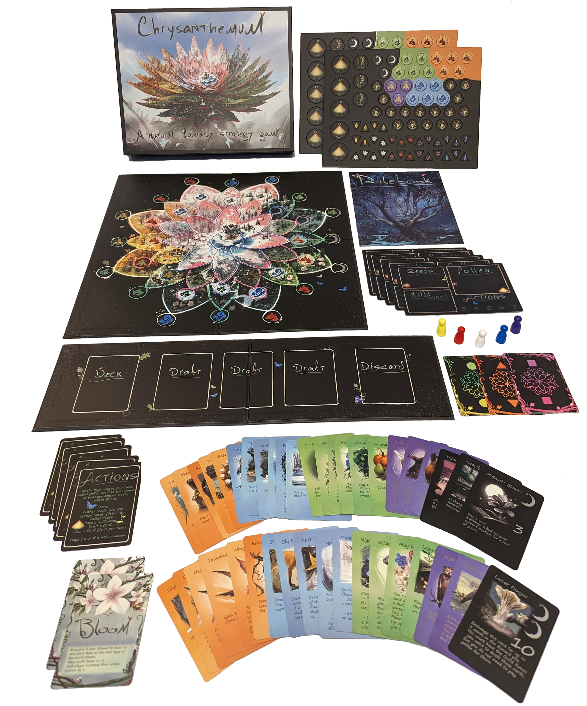 Promotional sheet highlighting game features, components, and key selling points