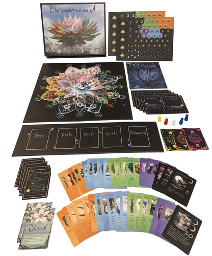 Promotional sheet highlighting game features, components, and key selling points