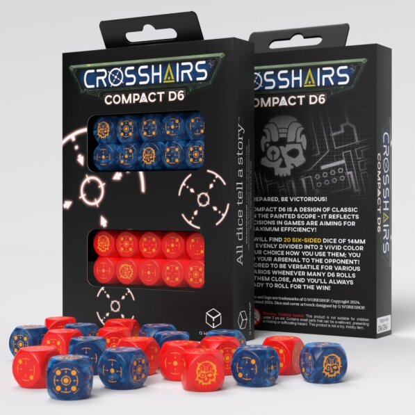 Q Workshop - Crosshairs Compact - Cobalt &amp; Red D6 Set