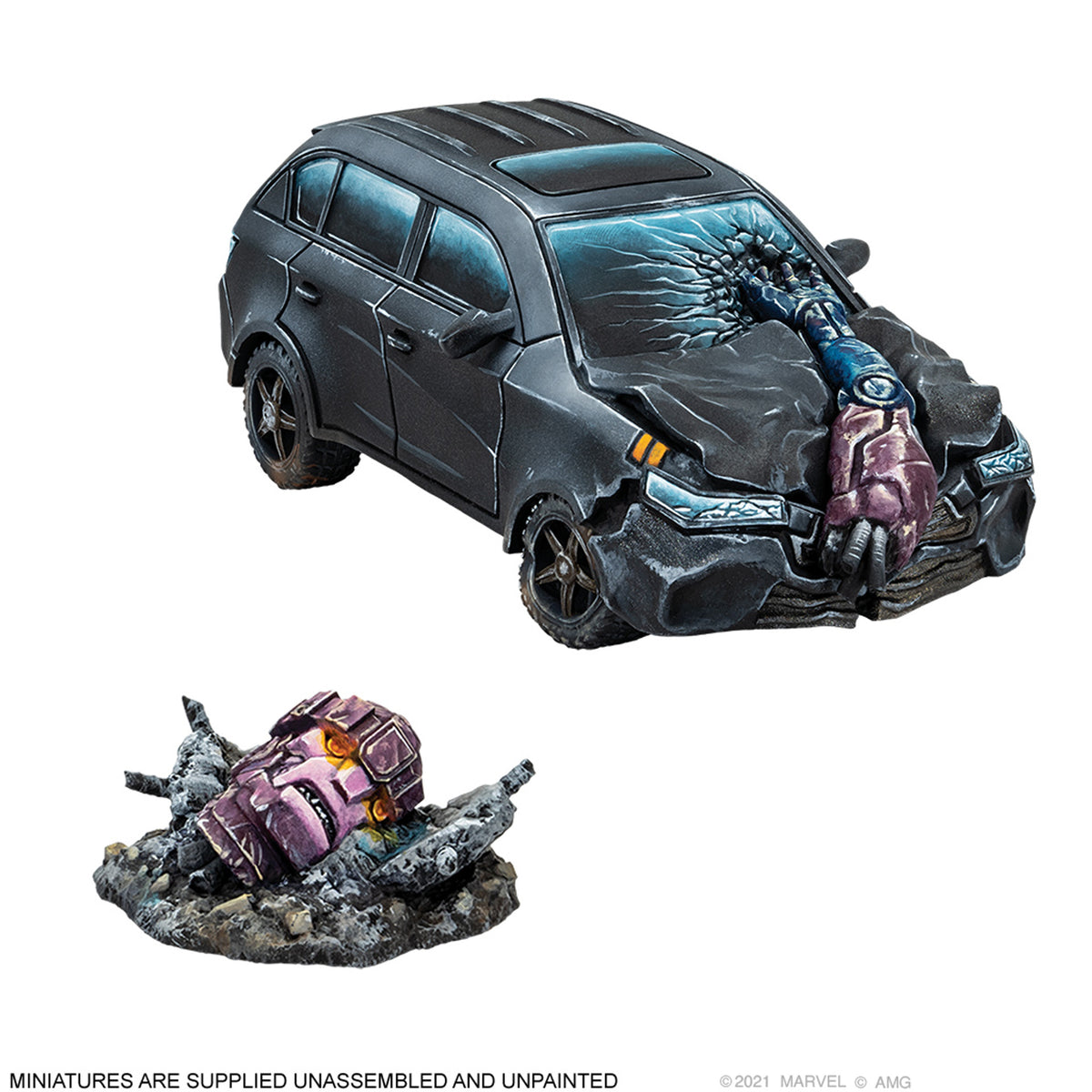 Close-up of Crashed Sentinel torso and head sculpt with detailed mechanical textures and battle damage