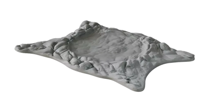 Terrain Crate Death World crater terrain piece, grey resin, 15cm wide, detailed volcanic texture.