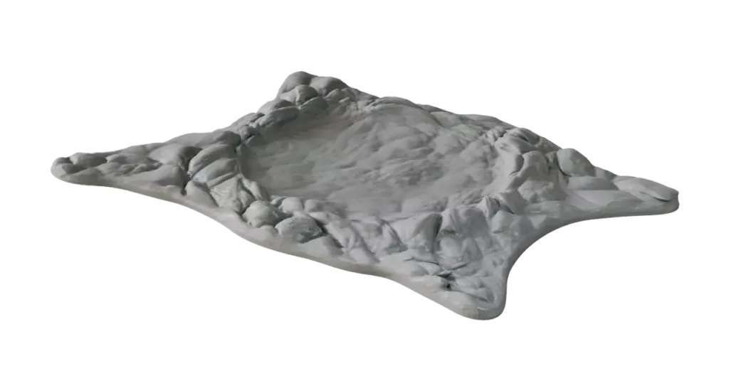 Terrain Crate Death World crater terrain piece, grey resin, 15cm wide, detailed volcanic texture.