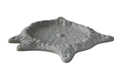 Terrain Crate Death World crater terrain piece, textured gray plastic, miniature scale