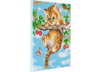 Crystal Art - Cherry Kitten 30x30cm Kit