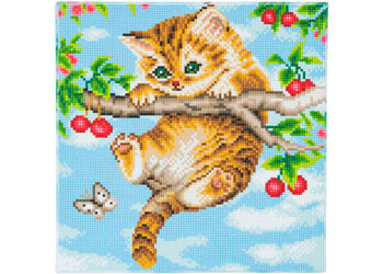 Crystal Art - Cherry Kitten 30x30cm Kit