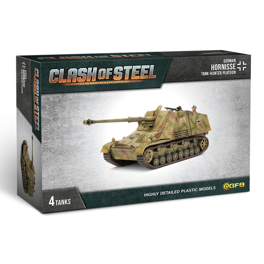 Clash of Steel German Hornisse Tank-Hunter Platoon box, featuring a detailed green and tan tank model