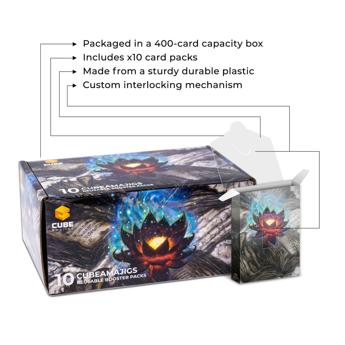Hit Point Press Cubeamajigs Reusable Gaming Pack 10-Piece Set - Scorched Lotus