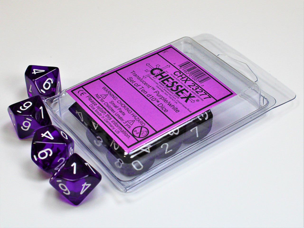 Chessex - Translucent d10 Dice 10-Piece Set - Purple/White - Good Games