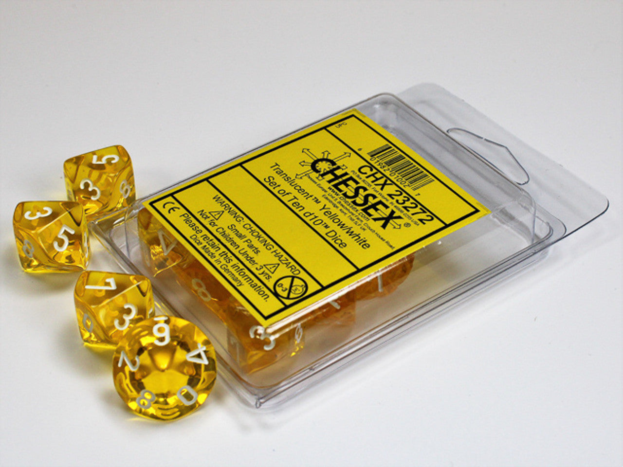 Chessex - D10 Dice 10-Piece Set - Translucent Yellow/white - Good Games