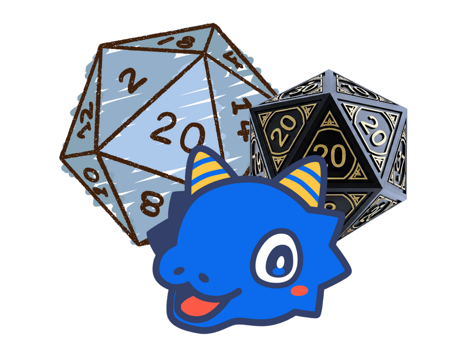 Dice and Good Games mascot for the D20 roll off