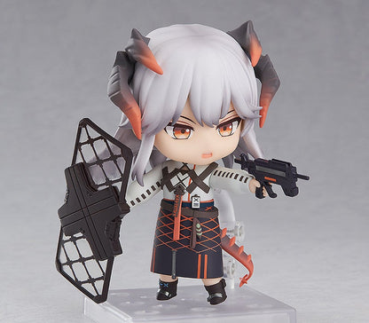 Rear view of Nendoroid Saria showing hair, outfit, and backpack
