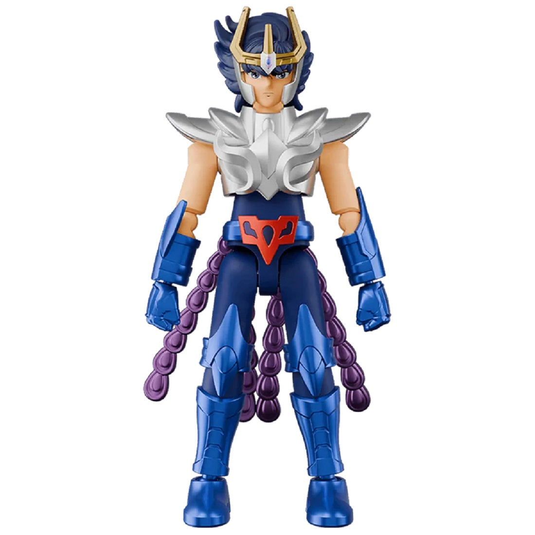 Phoenix Ikki action figure in blue and silver Bronze Cloth with purple tail chains