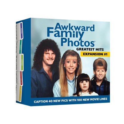 Awkward Family Photos Greatest Hits Expansion 1 card game box showing family portrait