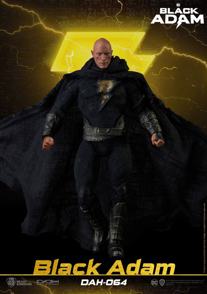 Black Adam action figure mid-flight with lightning effects and clenched fists