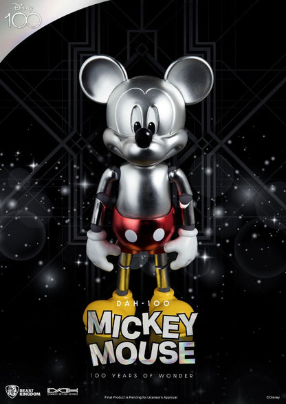 Silver Mickey Mouse figure in red shorts and yellow shoes 100 Years of Wonder edition