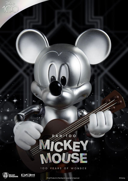 Beast Kingdom Dynamic 8ction Heroes DAH-100 Disney 100 Years of Wonder silver chrome Mickey Mouse playing a ukulele