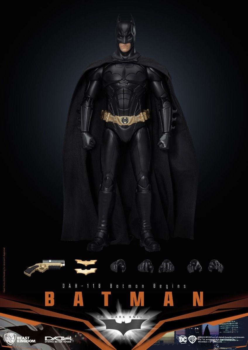 Beast Kingdom DAH-118 Batman Begins Dark Knight Trilogy action figure with extra hands and weapon accessory