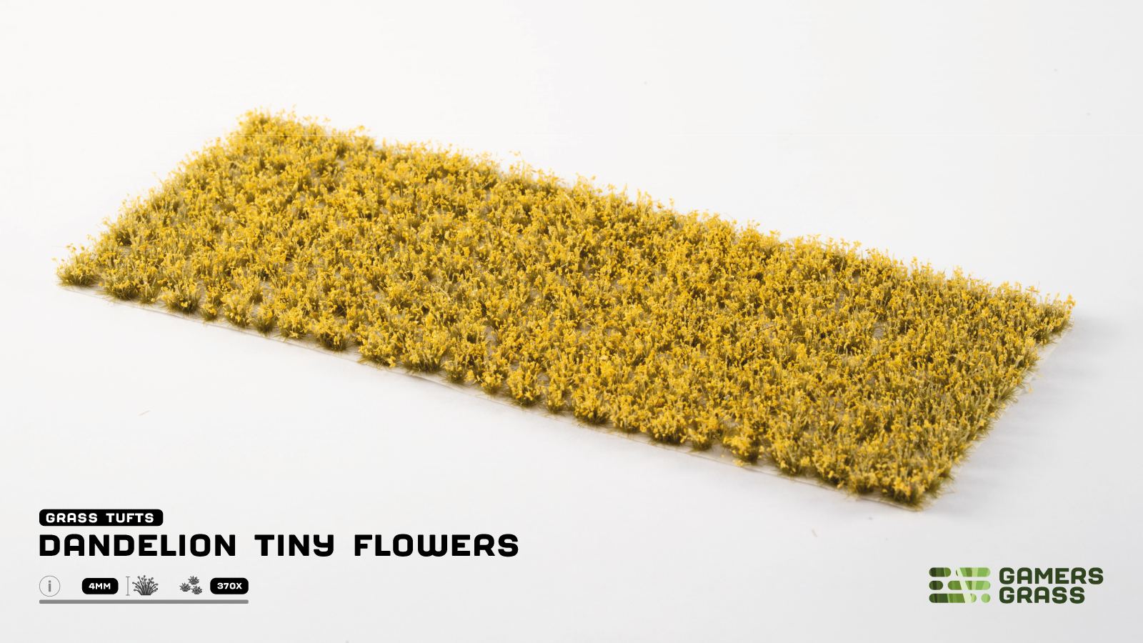 Miniature mat of yellow dandelion flower grass tufts for scale modeling