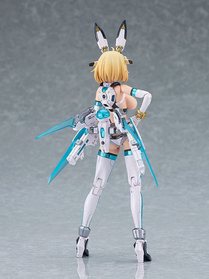 Bunny Suit Planning Plamax BP-01 Sophia F Shirring action figure back view in white and light blue with glowing accents