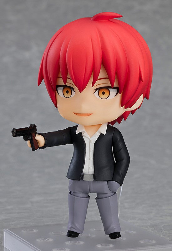 Rear view showing short red hair and blazer detail