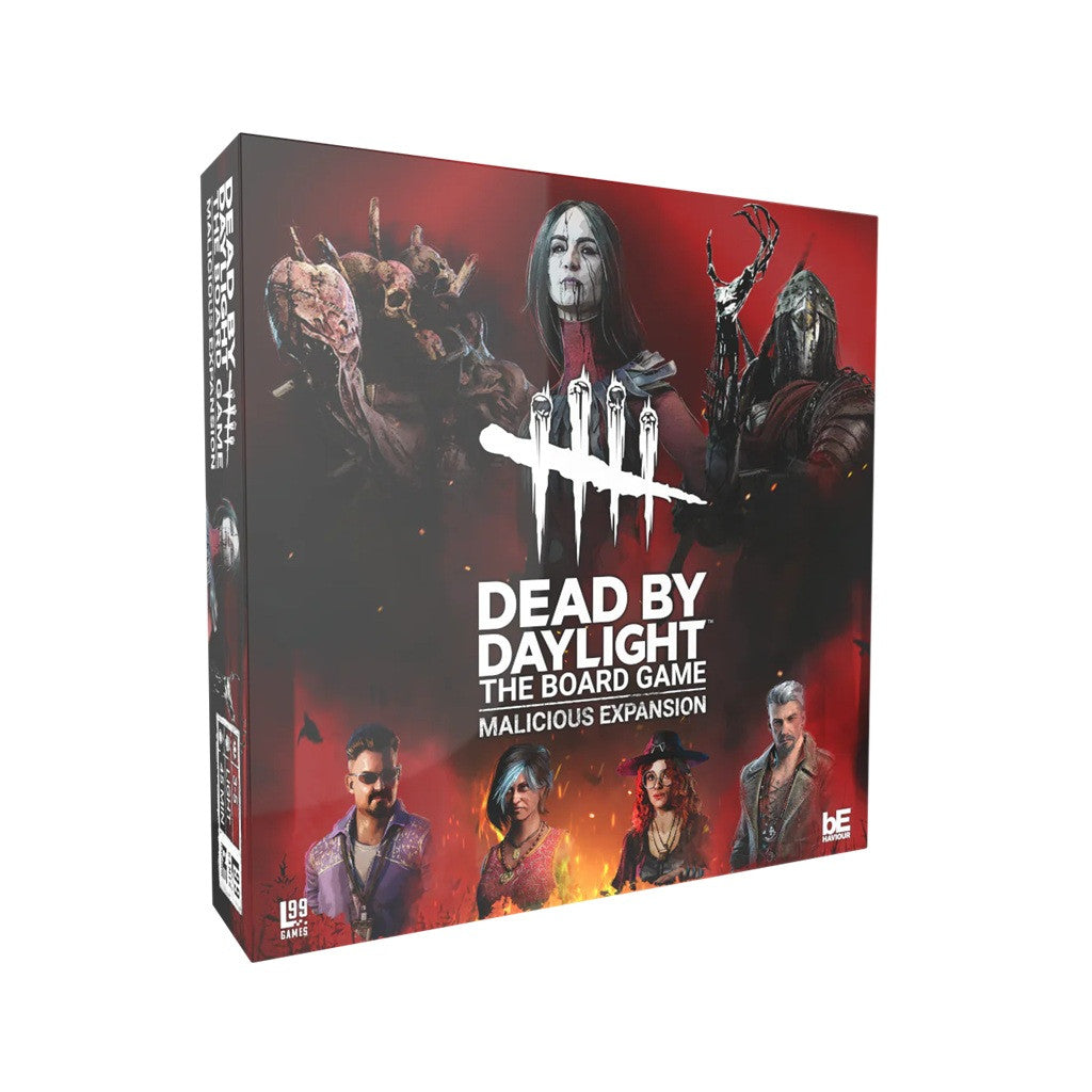 Dead by Daylight: Board Game - Malicious Expansion box, featuring characters and logo