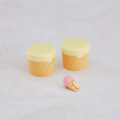 Close-up of ice cream shop counter accessories from the Nendoroid set