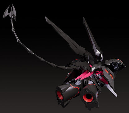 Rear view of Moderoid Black Sarena model showing detailed thrusters and mechanical parts