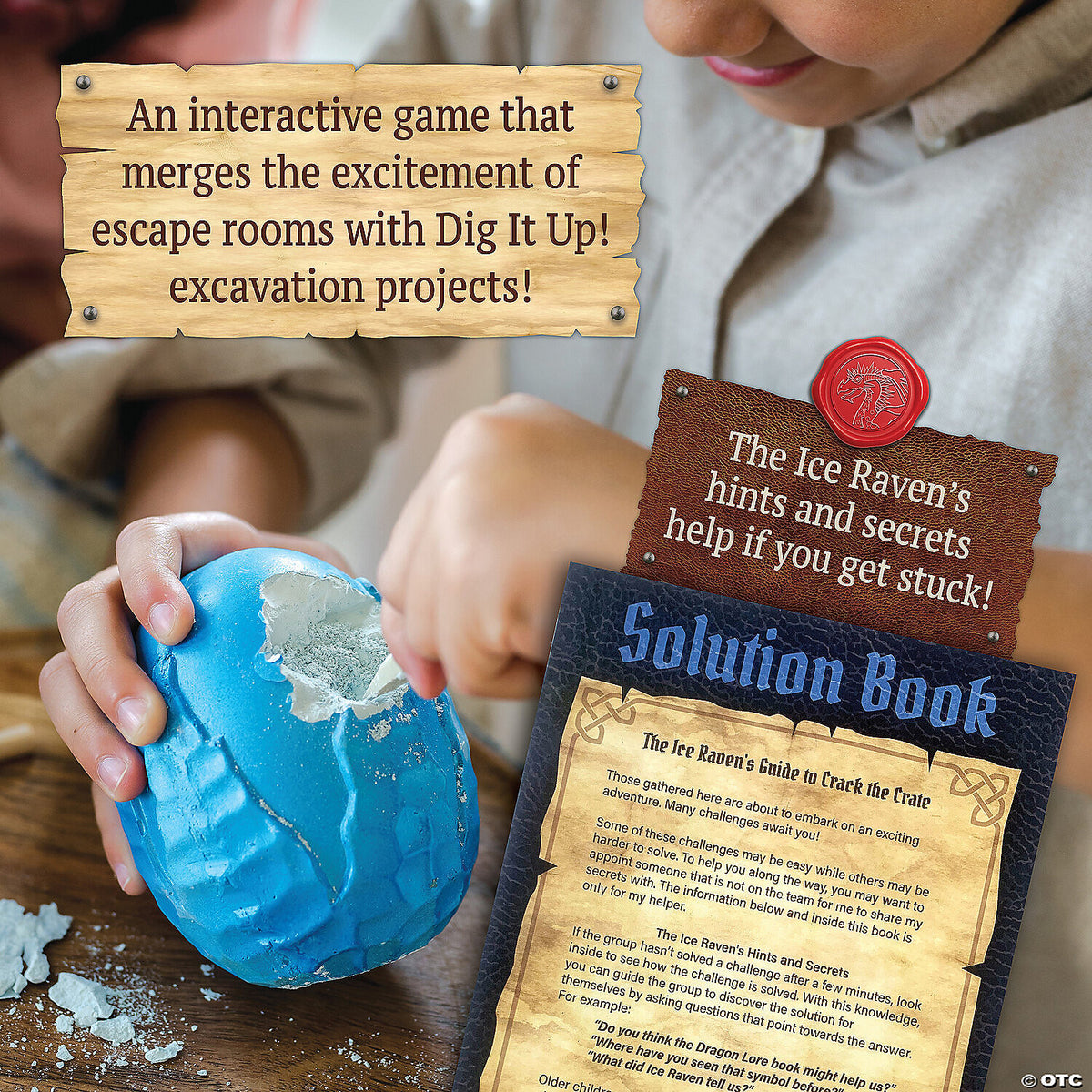Various items from Dig It Up! Crack the Crate laid out, including tools, hints, and mystery items