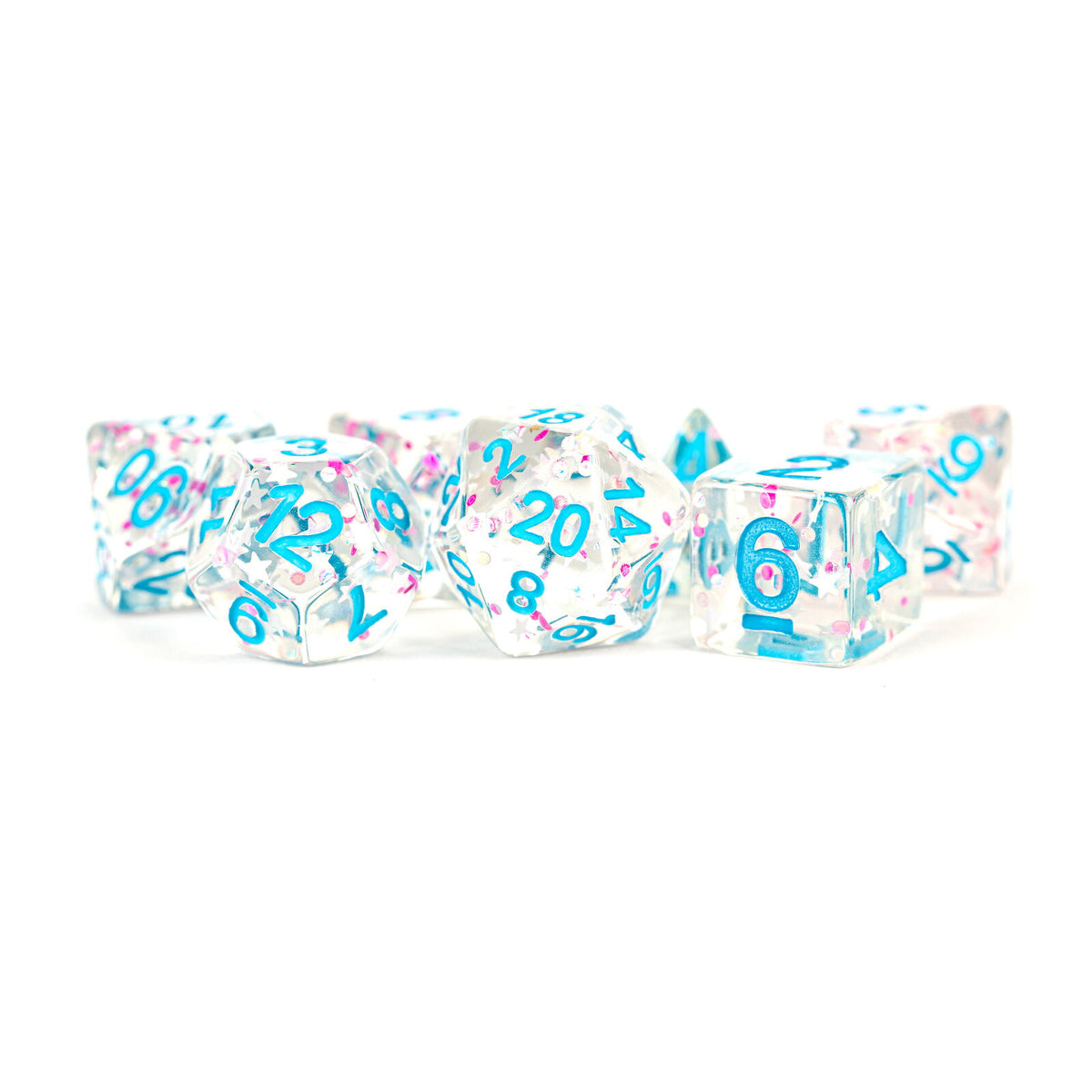 Metallic Dice Games - Digital Resin Dice Set 16mm - Clear Confetti