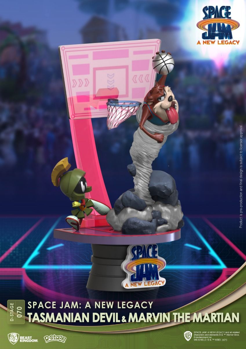 Alternate angle of the same diorama showing Marvin aiming a blaster at Taz