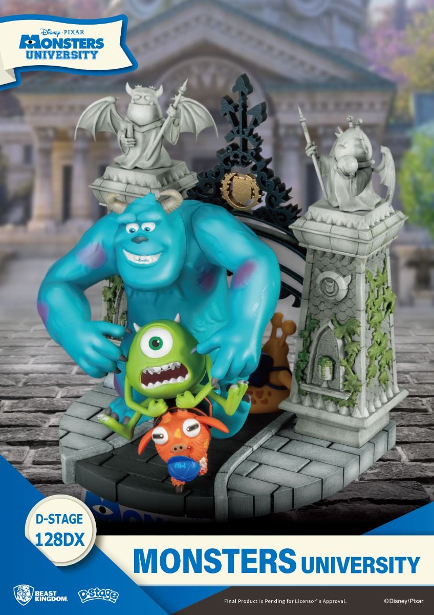 Close-up of Sulley waving with Mike by his side, both smiling joyfully